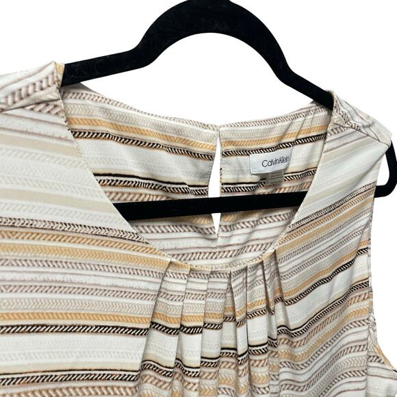 Calvin Klein Neutral Striped Sleeveless Top Womens Plus Size 1X - Picture 2 of 6